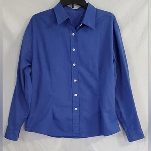 Women's Long Sleeve Stain Resistant Oxford Shirt French Blue Size L - Picture 1 of 2