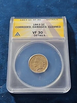 1863 Indian Head Cent VF-30 ANACS - Image 1 of 4