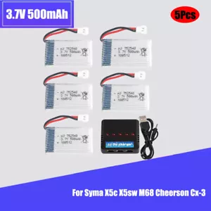 752540 3.7v 500mah Lipo Batería con Cargador para Syma X5c X5sw M68 Cheerson Cx-3 - Imagen 1 de 15