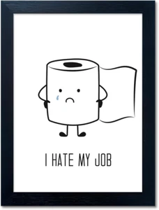 Humorous Black & White Bathroom Wall Art - Framed Toilet Paper Canvas Print - Picture 1 of 13