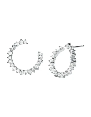 NUEVOS PENDIENTES DE ARO ABIERTOS MICHAEL KORS PLATA ESTERLINA CRISTAL DE RODIO MK PAVÉ Foto 1 de 3