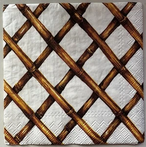 2 Hester & Cook paper cocktail napkins Bamboo Lattice Decoupage Crafting - Picture 1 of 1