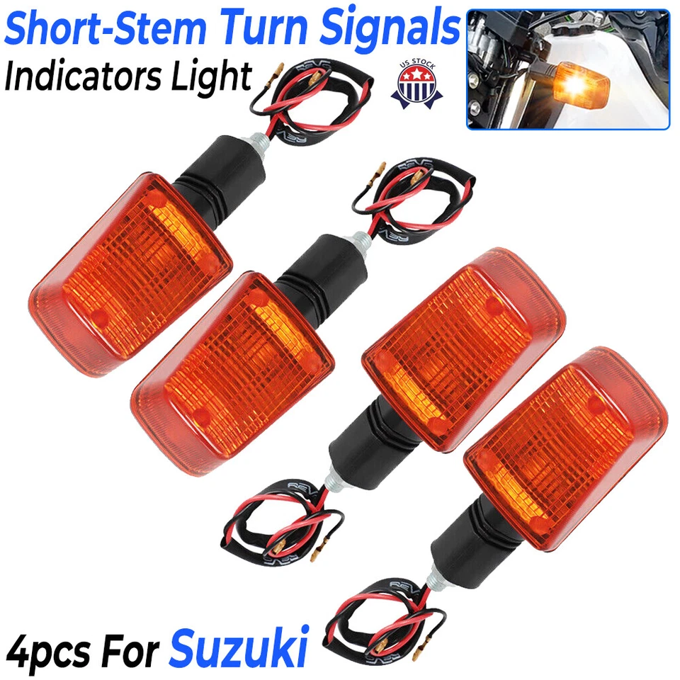 For Suzuki DR350 DR650 DR 125 200 250 GSXR 750 1100 Short-Stem Turn Signals 4PCS Foto 1 de 4