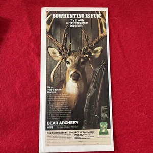 Vintage 1980 Bear Archery Bow Hunting Print Ad -Ad Only Fred Bear Magnum - Picture 1 of 8