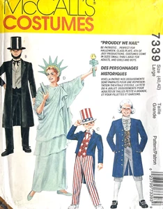 1990's McCall's Adults' Patriotic,Halloween Costume Pattern 7339 Size L UNCUT - Picture 1 of 2