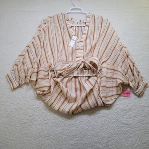 Blusa by Anthropologie Neutra Rayas Manga Dolman Corbata Frontal Talla Grande S Nueva con Etiquetas - Imagen 1 de 16