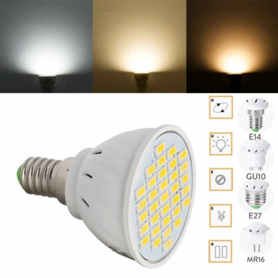 Dimmable GU10 MR16 E27 LED Spot Light Lamp 5730 SMD Bulb E14 Energy Saving RC40 - Image 1 of 4