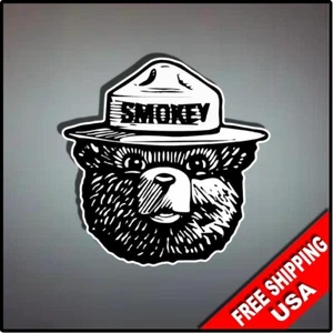 Smokey The Bear Bomberos 4" Vinilo Adhesivo Calcomanías Emblema Seguridad Coche Furgoneta - Imagen 1 de 1
