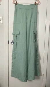 MxM Collection Green High waisted Cargo Palazzo Pants Size M/L Tall - Picture 1 of 16