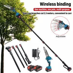 Telescopic Pole Chainsaw Long Reach Electric Tree Pruner Trimmer Branch Cutter - Picture 1 of 16