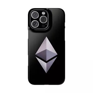 Für iPhone 16 Pro Max, 15, 14, 13-11, Slim Handyhülle, Ethereum Logo Schwarz Cover - Bild 1 von 83