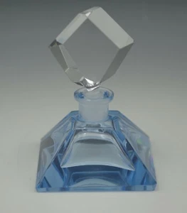 ART DECO CZECHOSLOVAKIA PERFUME SCENT BOTTLE ICE BLUE BI COLOR  - Picture 1 of 8