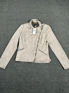 New Kut From The Kloth Jacket Women’s Small Brown Faux Suede Moto Zip Up $129 - Picture 1 of 7