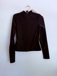 Naked Wardrobe Liquid Suede Mock Turtleneck Long Sleeve Sculpting Top NWT SZ M - Picture 1 of 13