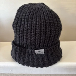 ROOTS Canada Beaver Logo Beanie Knit Beanie Hat Black Shelty 36011 Acrylic EPOC - Picture 1 of 4