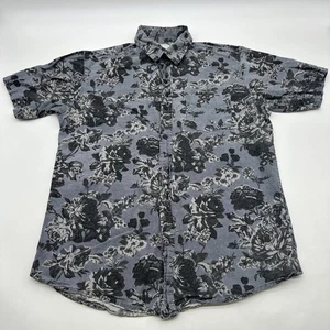 Native Code Button Up Shirt Men L Gray Floral 100% Cotton.#36908 - Picture 1 of 6