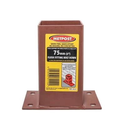 Metpost Flush Fit Wedge Grip Bolt Down Anchor for 73mm-78mm Posts - Image 1 of 2