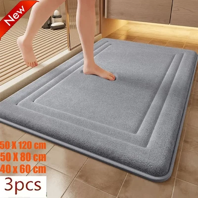 Коврик противоскользящий для ванной комнаты душа мягкий абсорбирующий воду пена с эффектом памяти 3 шт. - Изображение 1 из 4