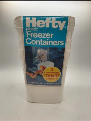 Hefty - Vintage Plastic Freezer Containers - 3 Containers W/ Lids - Quart - Image 1 of 4
