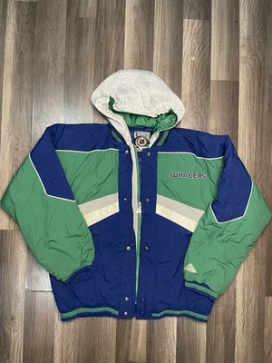 Vtg Rare NHL Hartford Whalers Starter Color Block Puffer Jacket Mens Sz M - Image 1 of 4
