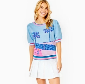 LILLY PULITZER Ravello Blue Perfect Match Intarsia Vivie Sweater Top XS U972 - Bild 1 von 9