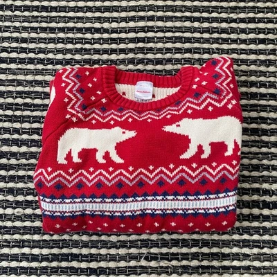 Hanna Anderson Fair Isle Red White Polar Bear Knit Longsleeve Sweater 12 - Image 1 of 4