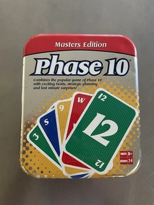 Phase 10 Masters Edition (Fundex, 2003) Metal Tin CIB VG Most Challenging Card - Image 1 of 4