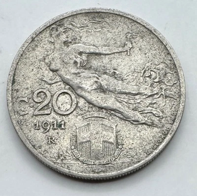 1911 R Italy 20 Centesimi - Twenty Cent - Italian Coin - Free Shipping - Image 1 of 4