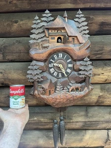 Antike Deutsch Schwarzwälder Kuckucksuhr Anfang 1900 19” x 13” W - Bild 1 von 24