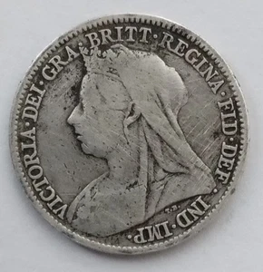 1895 Regina Vittoria vecchia testa argento Sixpence .925 argento sterling 6d. 75 - Foto 1 di 2
