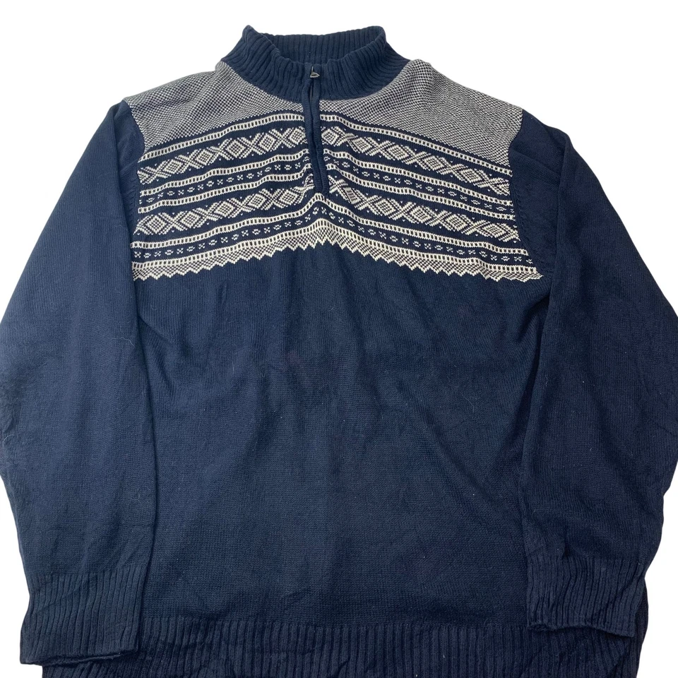 Weatherproof Vintage Fair Isle Knit Jumper Half Zip Navy Mens XXL - Image 1 of 4