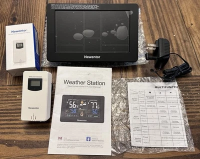 Newentor FJ3378 Wireless Weather Station Black LCD Color Display With 2 Sensors - Image 1 of 4