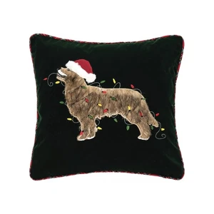 Santa Hat Golden Retriever Christmas String Lights Accent Throw Pillow 18" x 18" - Picture 1 of 4