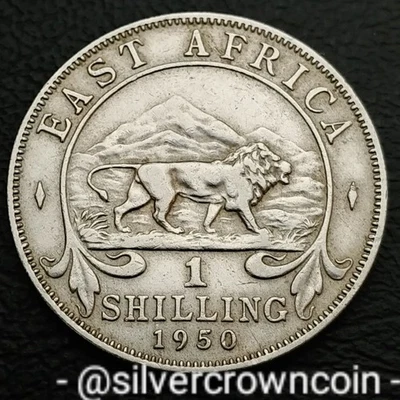 East Africa 🇬🇧 🇺🇬 🇰🇪 1 Shilling 1950. KM#31. One Dollar coin. Lion. Mount. - Image 1 of 4