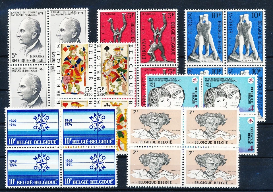 LS63212 Belgium mixed thematics blocks of 4 MNH - Image 1 of 1