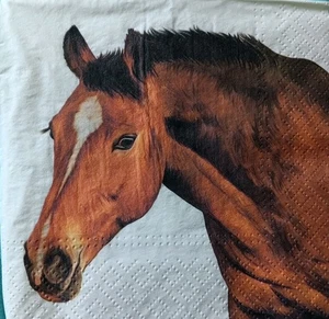 2 Individual Horse Luncheon Napkins 13x13 - Picture 1 of 1