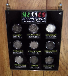 Mexico 50 Centavos 2nd Republic Set Silver 9-Coins from all 9 Mints Collection - Picture 1 of 22