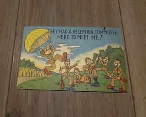 Antique WW2 ‘Reception Party’ Postcard WWII Homefront Army Laffs? Letter - Picture 1 of 2