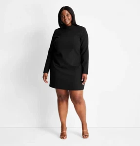 Future Collective Women's Long Sleeve Open Back Mini Dress Black Plus Size 3X - Picture 1 of 12