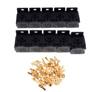 10Pcs 12V/24V 30A-80A 5Pin Relay Socket Holder Block with 50Pcs 6.3mm Terminals - Picture 1 of 5