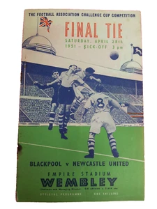 Programa final de la FA Cup 1951 Blackpool v Newcastle United 28 de abril - Imagen 1 de 2