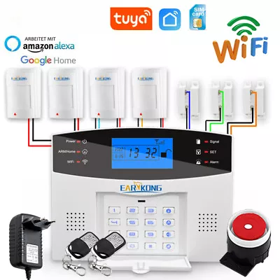 Wired & Wireless WiFi GSM Home Burglar Security Alarm System 433MHz Smart APP - Image 1 of 4