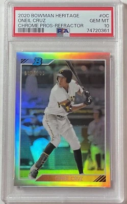 ONEIL CRUZ 2020 Bowman Heritage Chrome #92CP-OC PROSPECT REFRACTOR /199 PSA 10 - Image 1 of 2