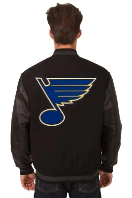 NHL St Louis Blues Wool Leather Reversible Jacket with Embroidered Logos Black - Image 1 of 4