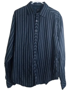 Guess By Marciano Men's Blue Navy Shirt white Striped Long Sleeve Size XL-TG - Picture 1 of 6