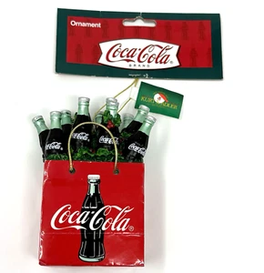 2003 Kurt Adler Coca Cola Bottles in Red Bag Plastic Christmas Ornament 4" + Tag - Picture 1 of 12