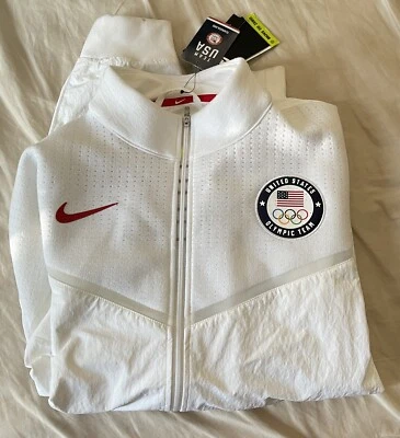 Nike Equipo Femenino EE. UU. 2020 Verano Juegos Olímpicos Medalla Soporte Cremallera Completa Chaqueta Blanca Foto 1 de 4
