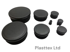 Round Plastic Black Blanking End Cap Caps Tube Inserts Plug - Picture 1 of 8