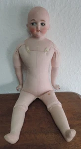 C.F. Kling,Nr. 377,Porzellanpuppe,Brustblattkopfpuppe,Stoffkörper,L ca.40 cm - Bild 1 von 8
