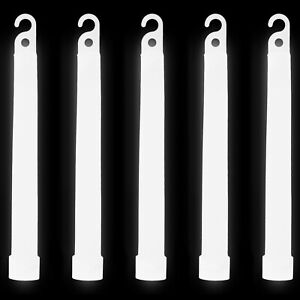 5 White Jumbo Premium Large 6" Long Thick Glow Sticks Neon Party Light Festival